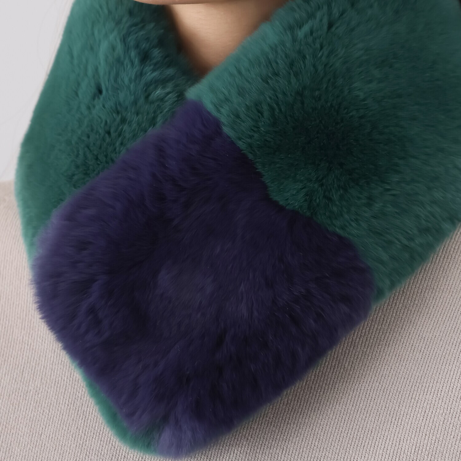 ミラ・ショーン レッキスファー バイカラーマフラー