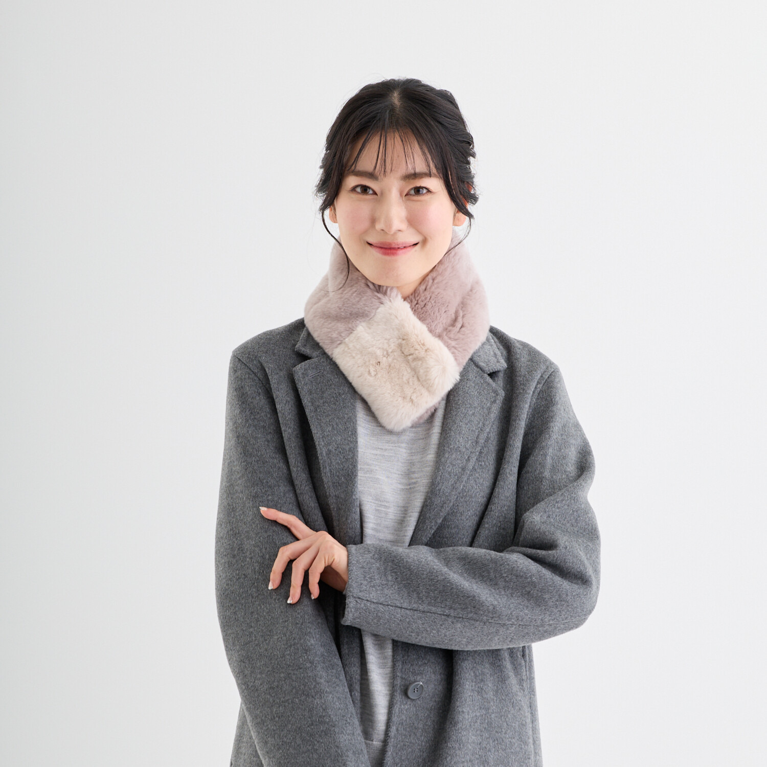 ミラ・ショーン レッキスファー バイカラーマフラー