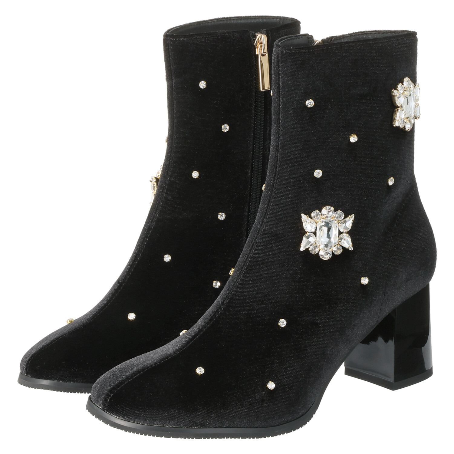 オリエンタルトラフィック ビジュウ×ラウンドトゥ ベロアブーツ