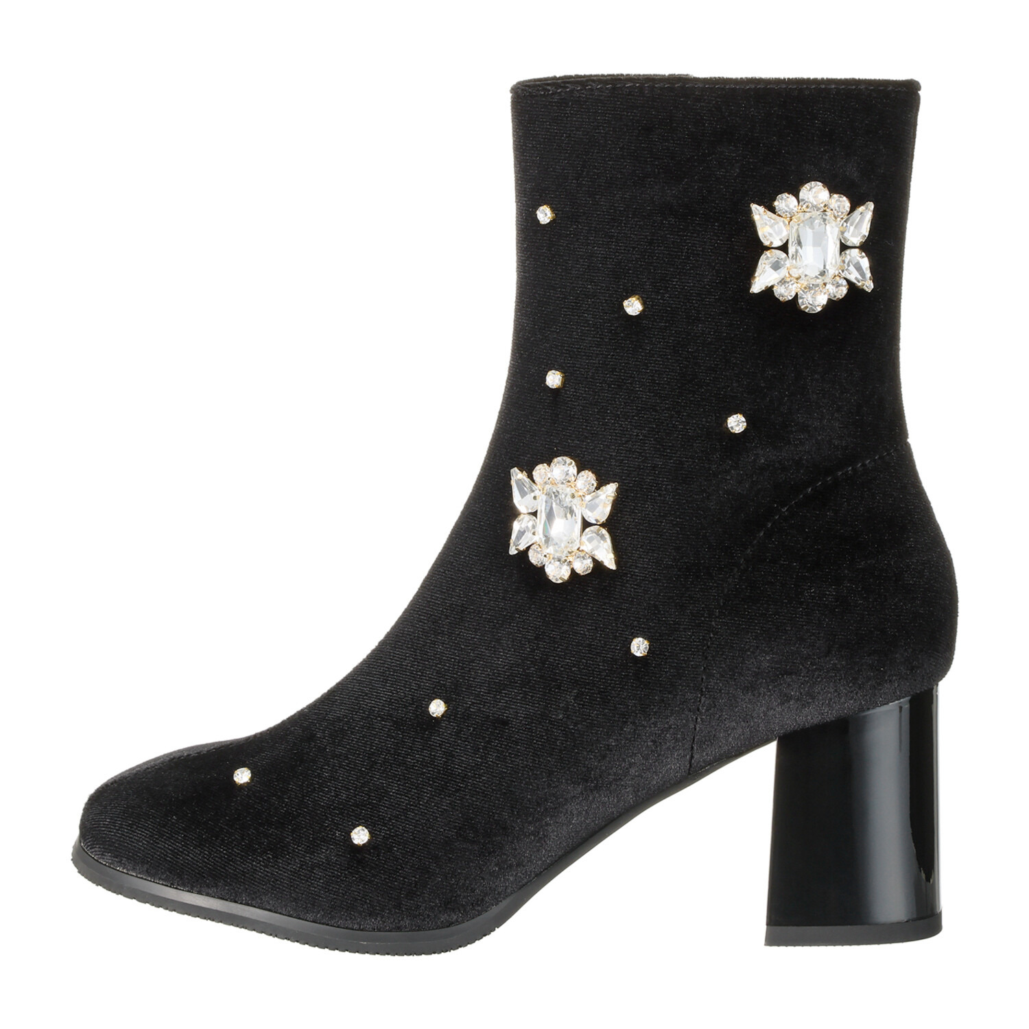 オリエンタルトラフィック ビジュウ×ラウンドトゥ ベロアブーツ