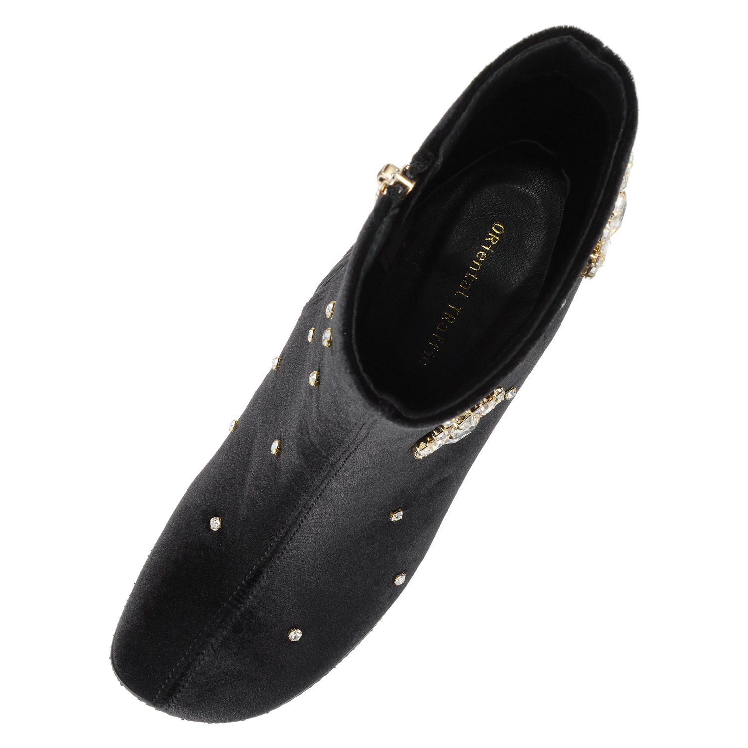 オリエンタルトラフィック ビジュウ×ラウンドトゥ ベロアブーツ