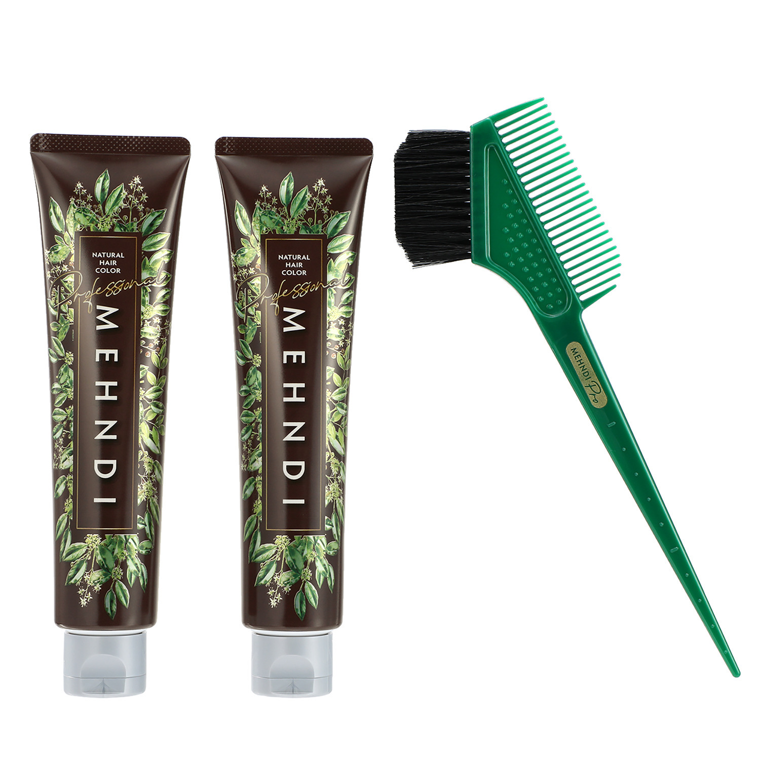 １回で染まる！ツヤ色！ メヘンディ　白髪染め ヘナ専門サロン開発 ナチュラルヘアカラー プロ　２本セット