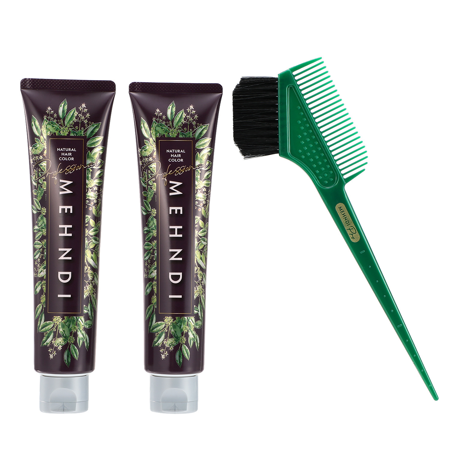 １回で染まる！ツヤ色！ メヘンディ　白髪染め ヘナ専門サロン開発 ナチュラルヘアカラー プロ　２本セット