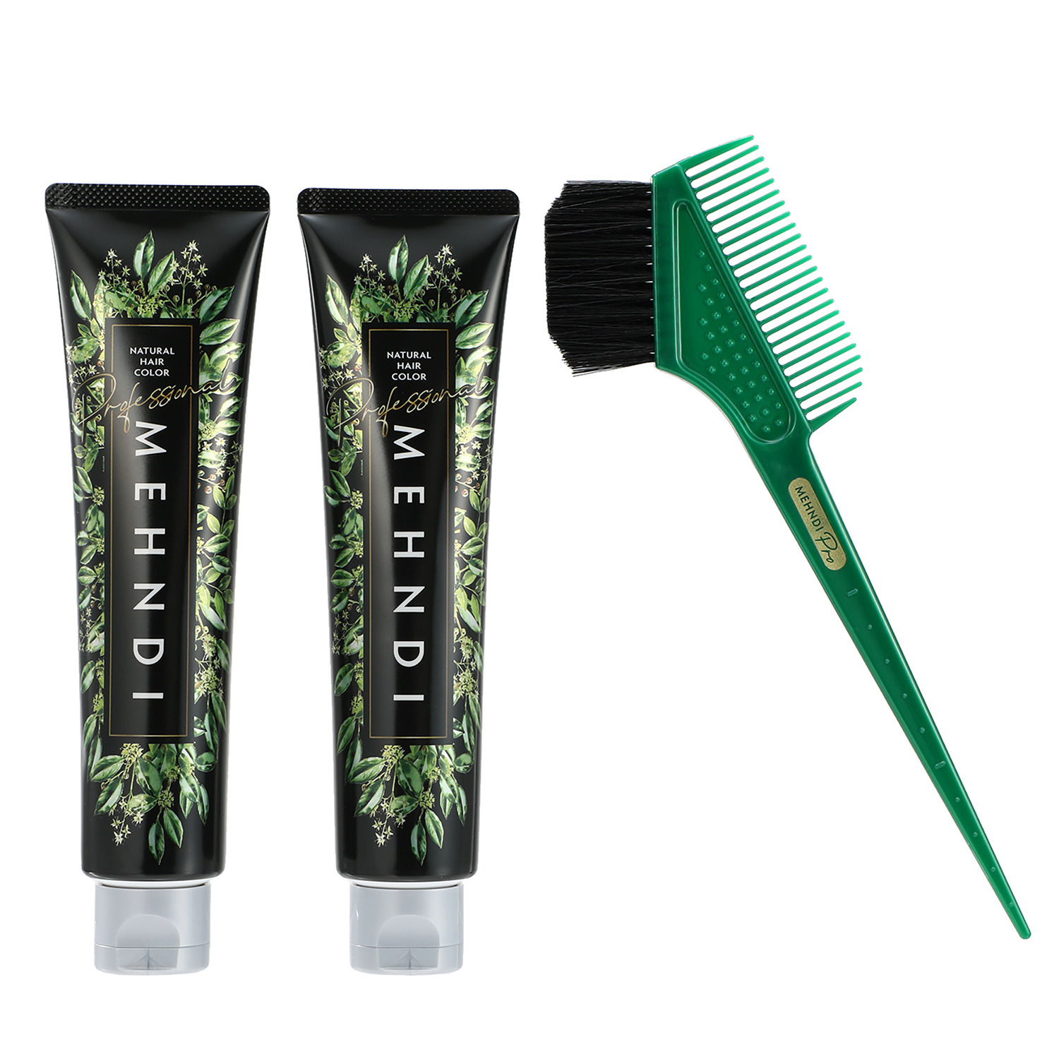 １回で染まる！ツヤ色！ メヘンディ　白髪染め ヘナ専門サロン開発 ナチュラルヘアカラー プロ　２本セット