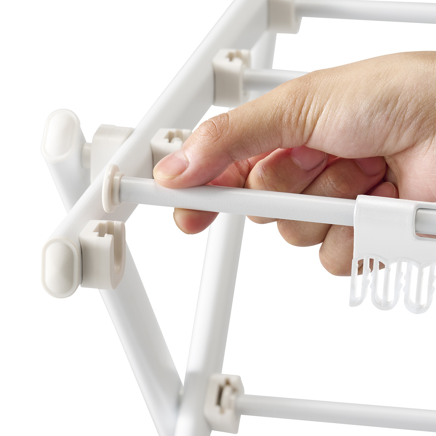 究極の工具不要♪ パーツをはめ込むだけで 簡単組み立ての 部屋干しアイテム！ クイックロック コンパクトスタンド物干し