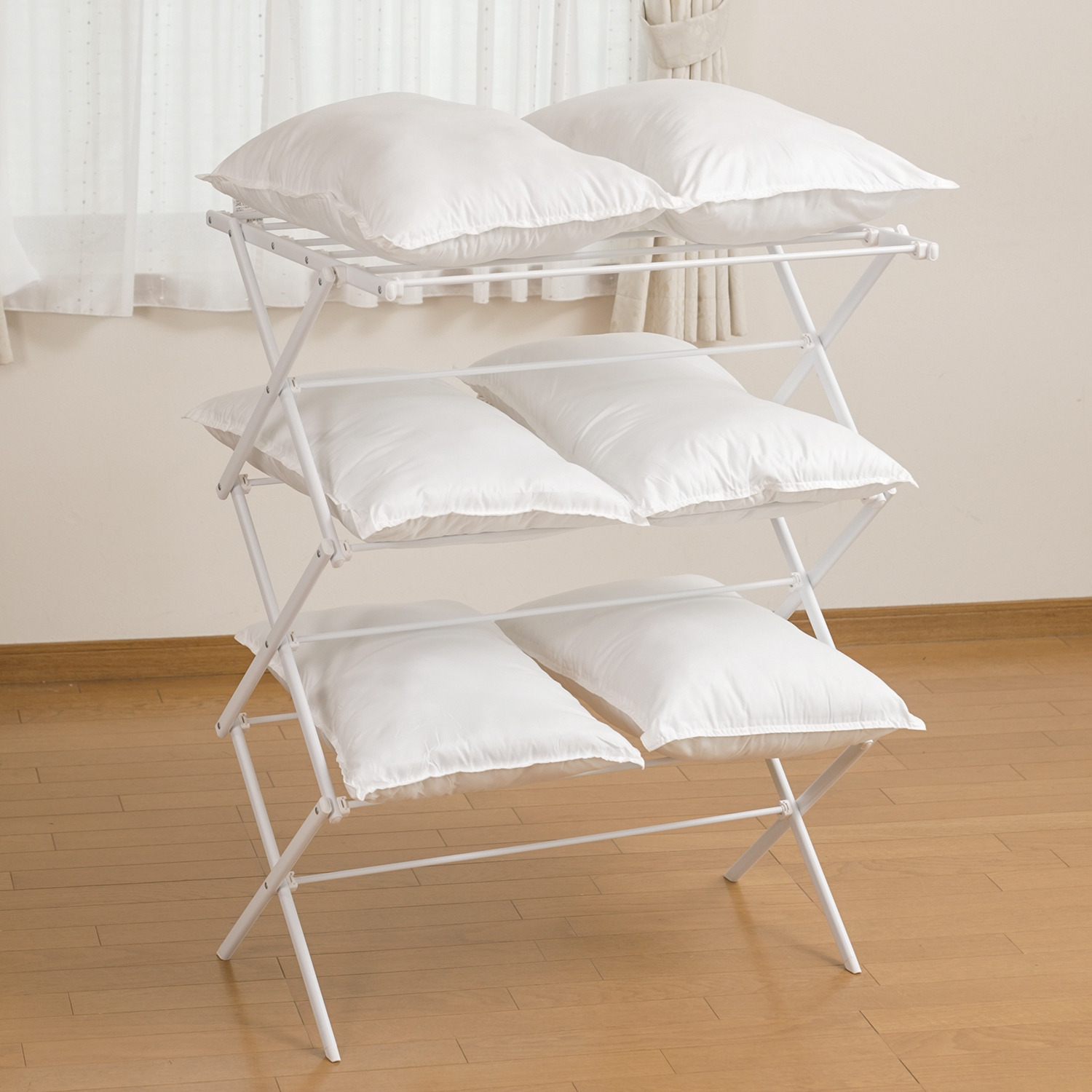 究極の工具不要♪ パーツをはめ込むだけで 簡単組み立ての 部屋干しアイテム！ クイックロック コンパクトスタンド物干し