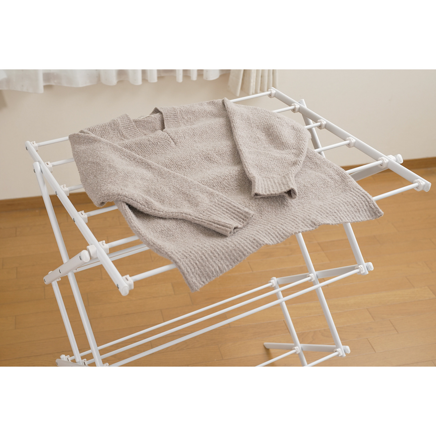 究極の工具不要♪ パーツをはめ込むだけで 簡単組み立ての 部屋干しアイテム！ クイックロック コンパクトスタンド物干し