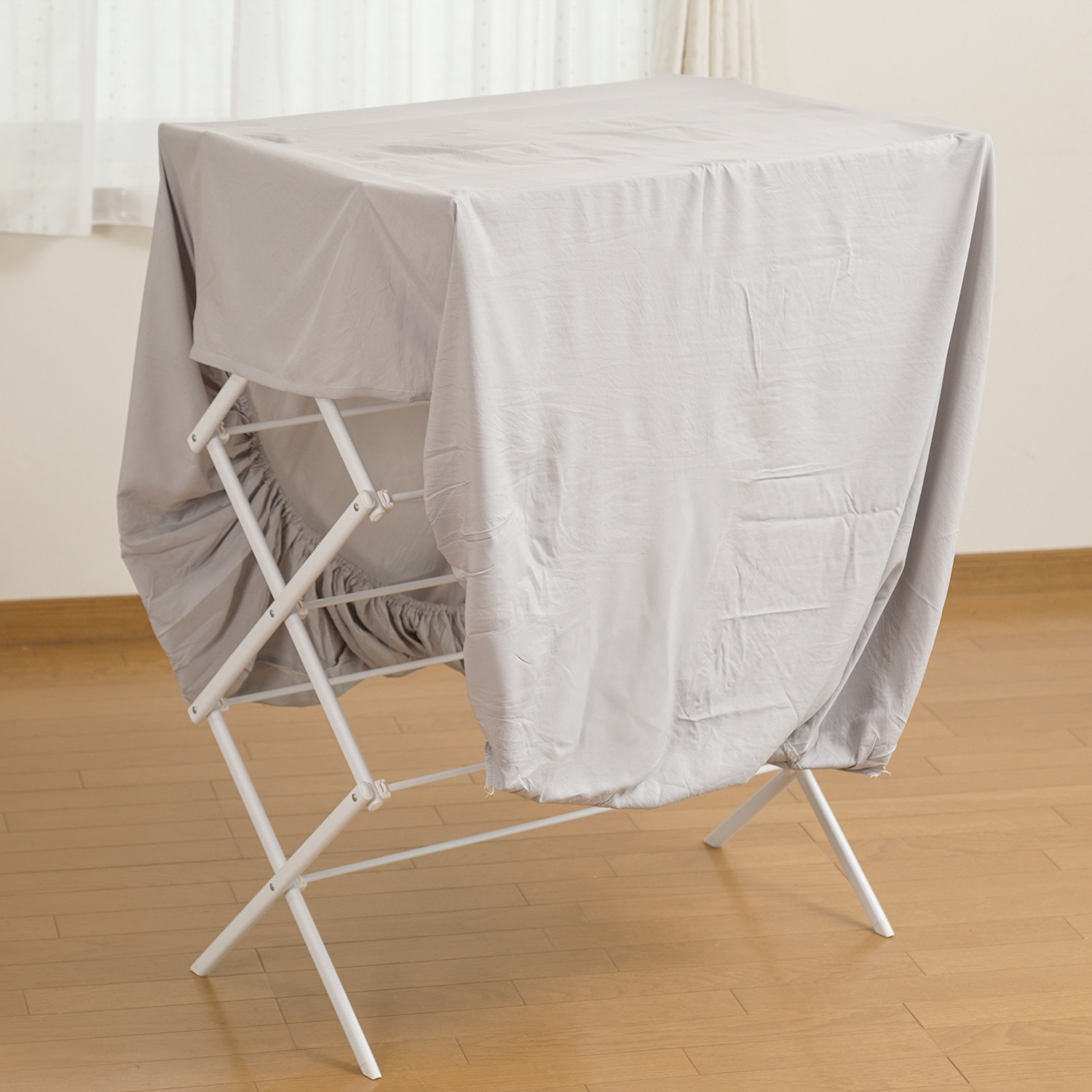 究極の工具不要♪ パーツをはめ込むだけで 簡単組み立ての 部屋干しアイテム！ クイックロック コンパクトスタンド物干し