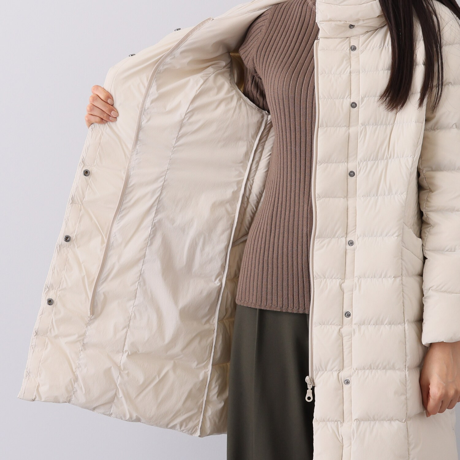 スタイル・ラヴィー ストレッチタフタ コクーン ダウンジャケット