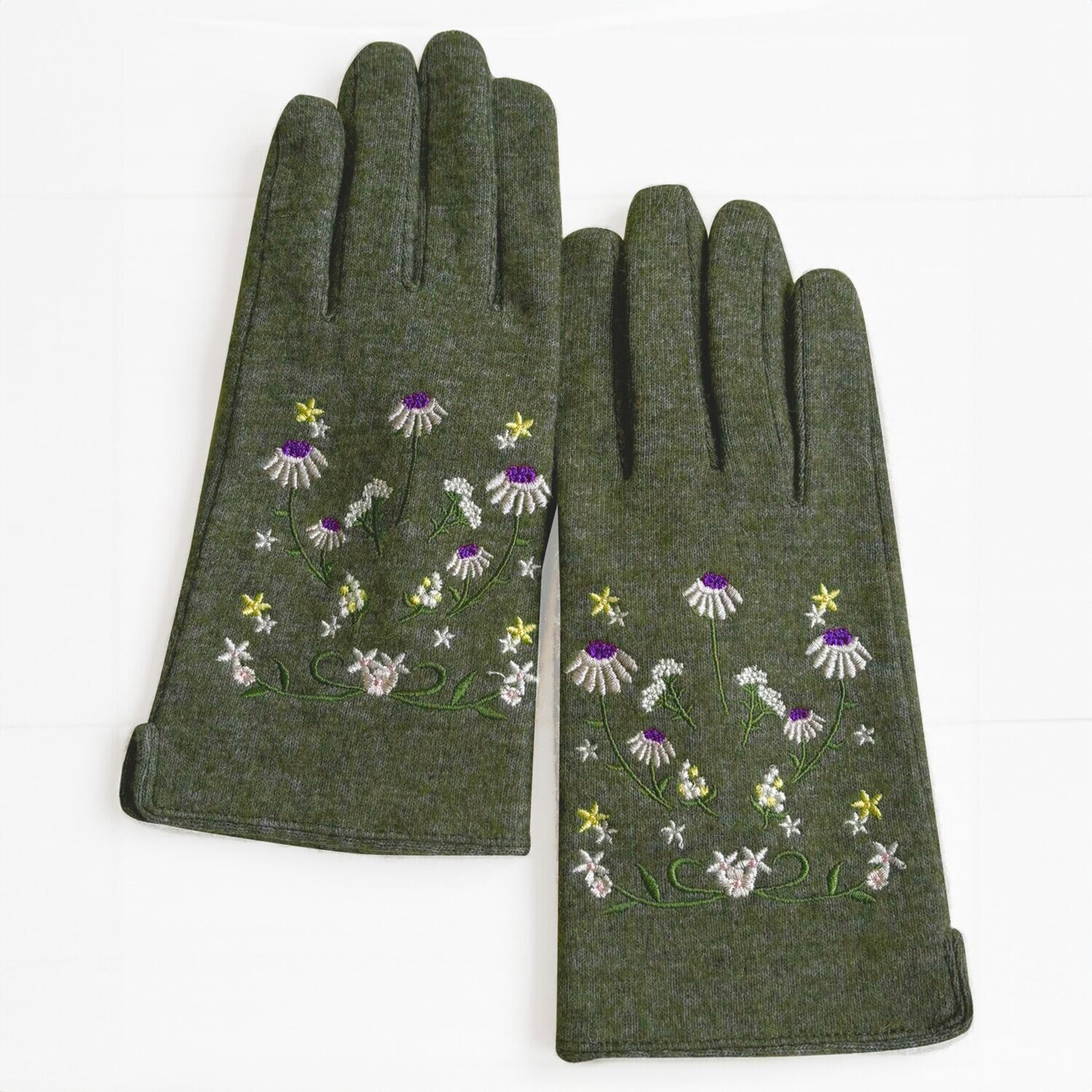 かわいい雑貨屋さん グロリア スマホ対応 小花柄刺しゅう 内ボアグローブ