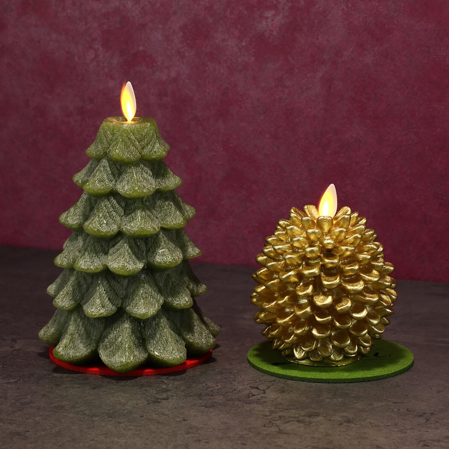 ムービングキャンドル “ルナーテ” ハッピーツリー＆ ゴールデン パインコーン