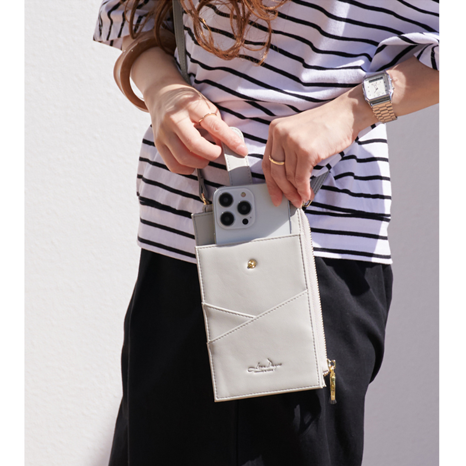 リズデイズ お財布機能付 スマホショルダーバッグ