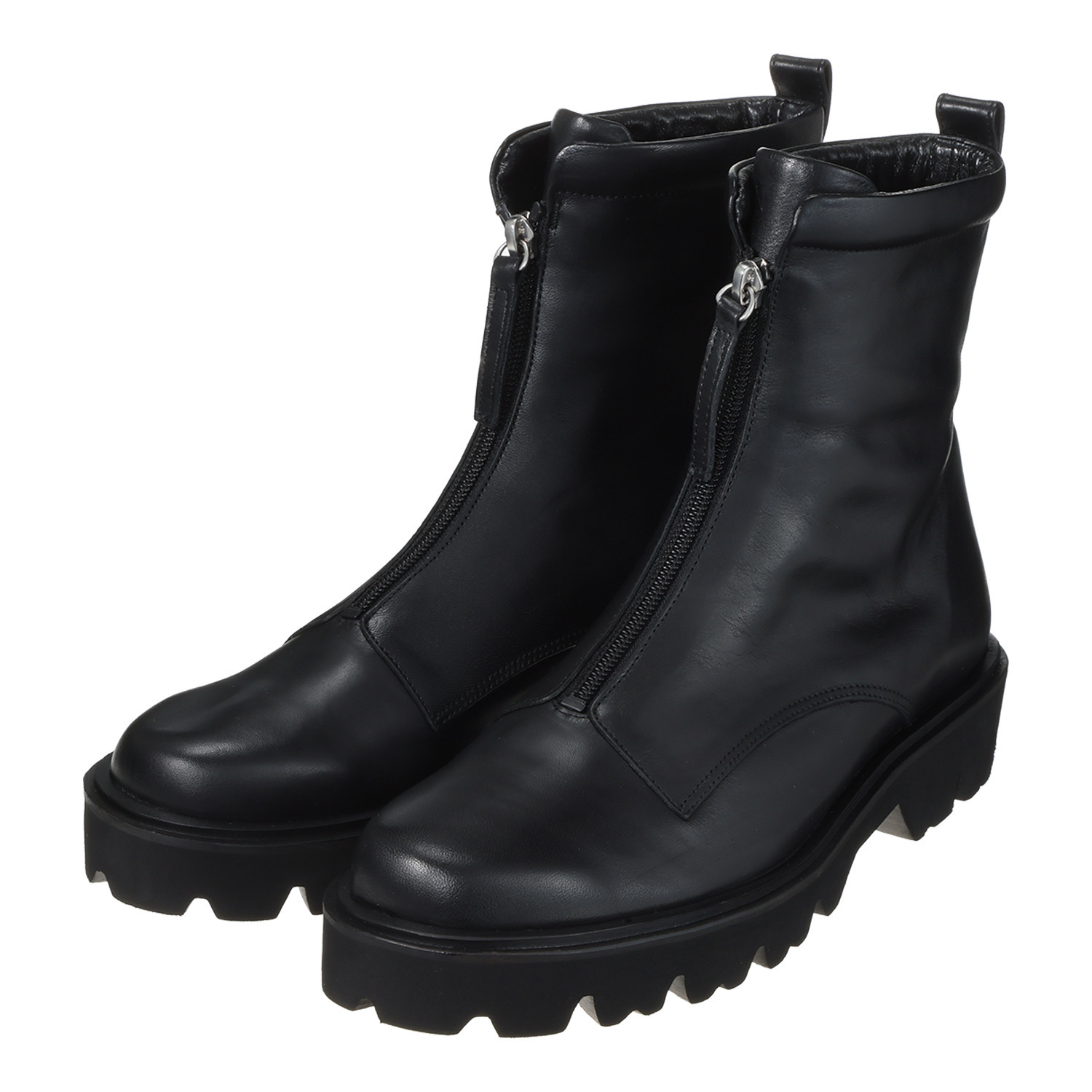 卑弥呼 日本製　はっ水牛革 フロントジップ ショートブーツ