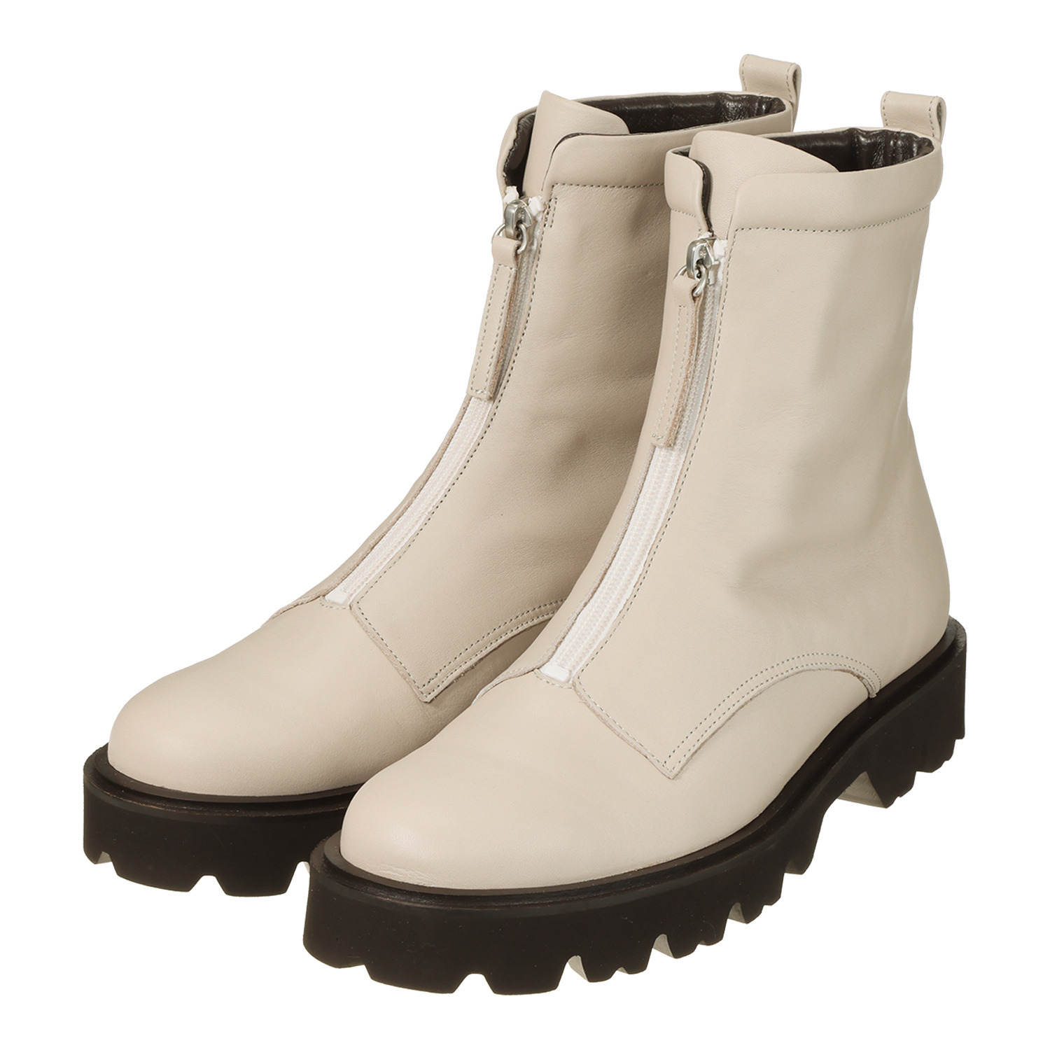 卑弥呼 日本製　はっ水牛革 フロントジップ ショートブーツ