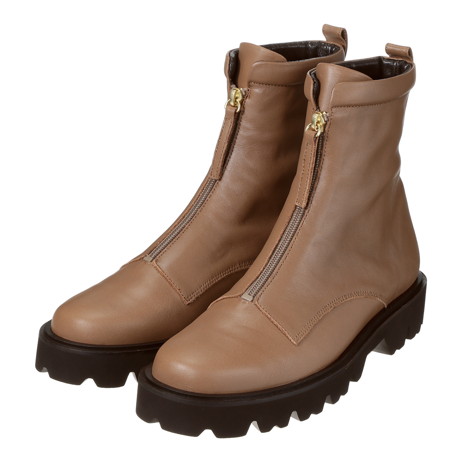 卑弥呼 日本製　はっ水牛革 フロントジップ ショートブーツ