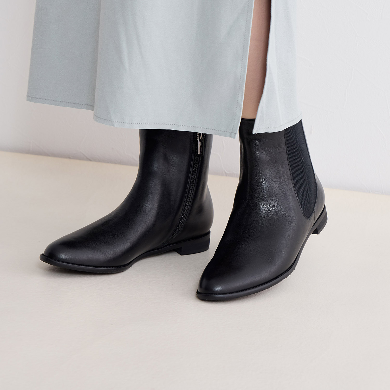 卑弥呼 日本製　はっ水牛革 サイドゴアショートブーツ