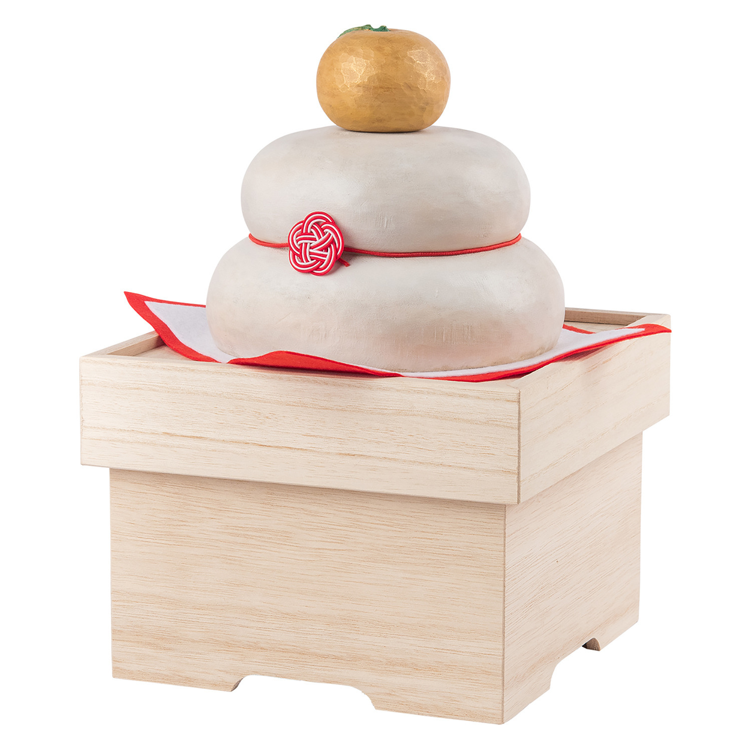 たまふり屋 宝来宝来神社御祈祷 金運祈願の永世木彫り鏡餅 ＜大＞