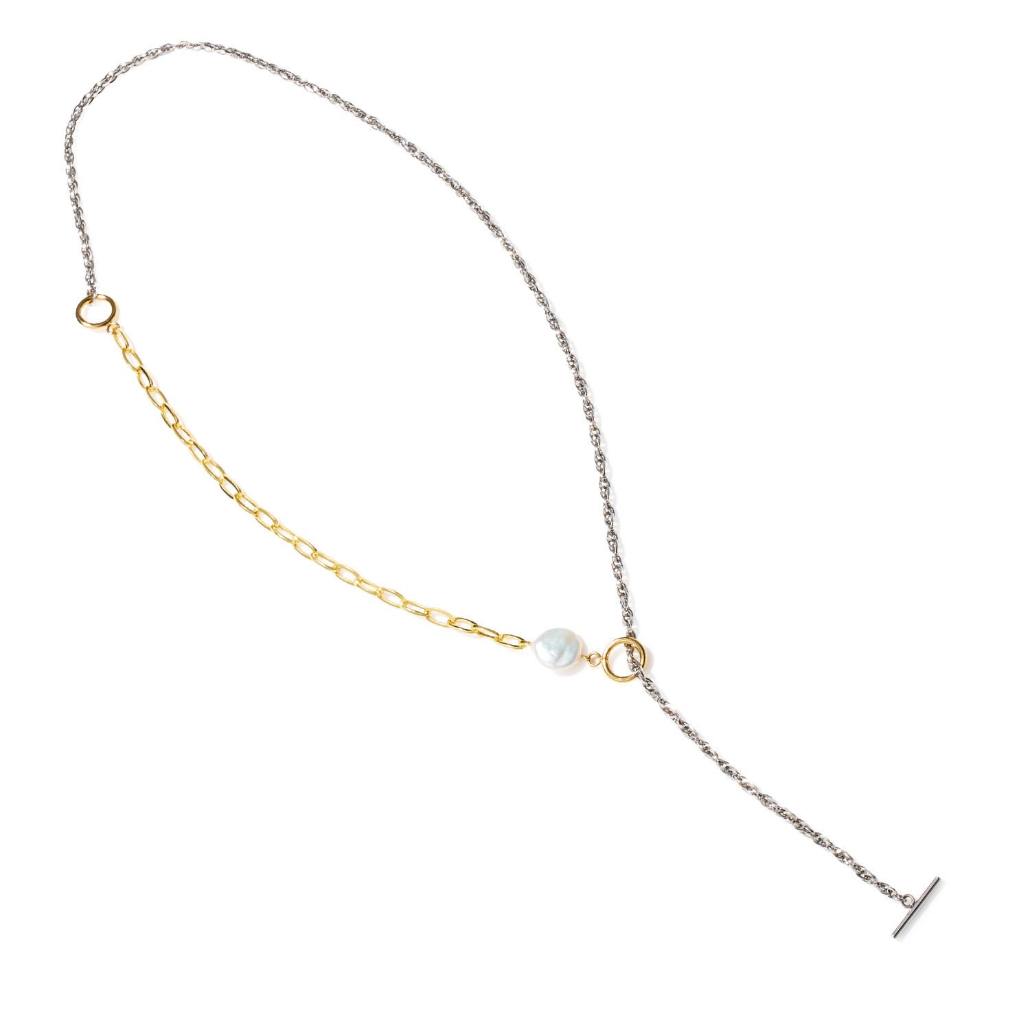 レクルール ステンレス 淡水パール マルチなアレンジができる デザインネックレス