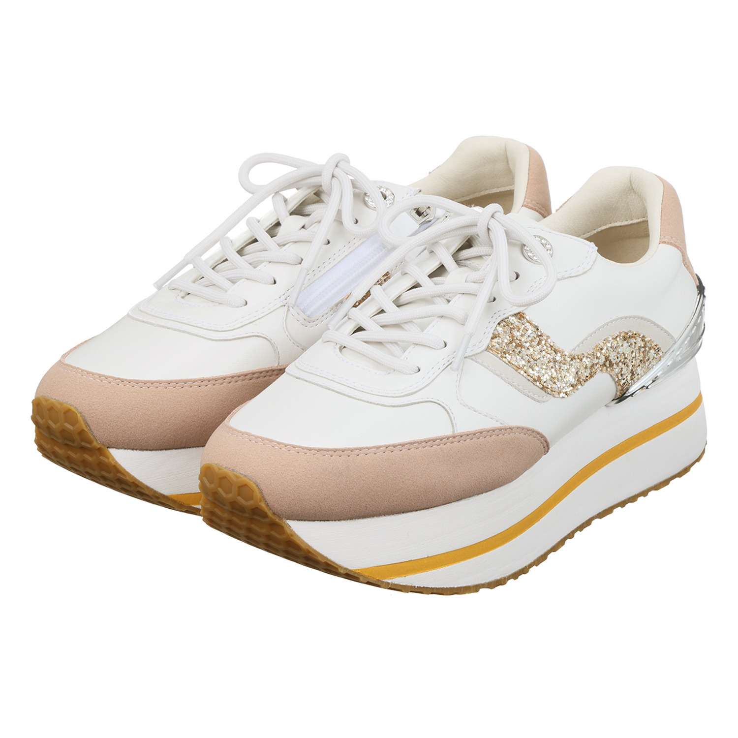 フィットジョイ シープレザー 厚底 ゴージャススニーカー