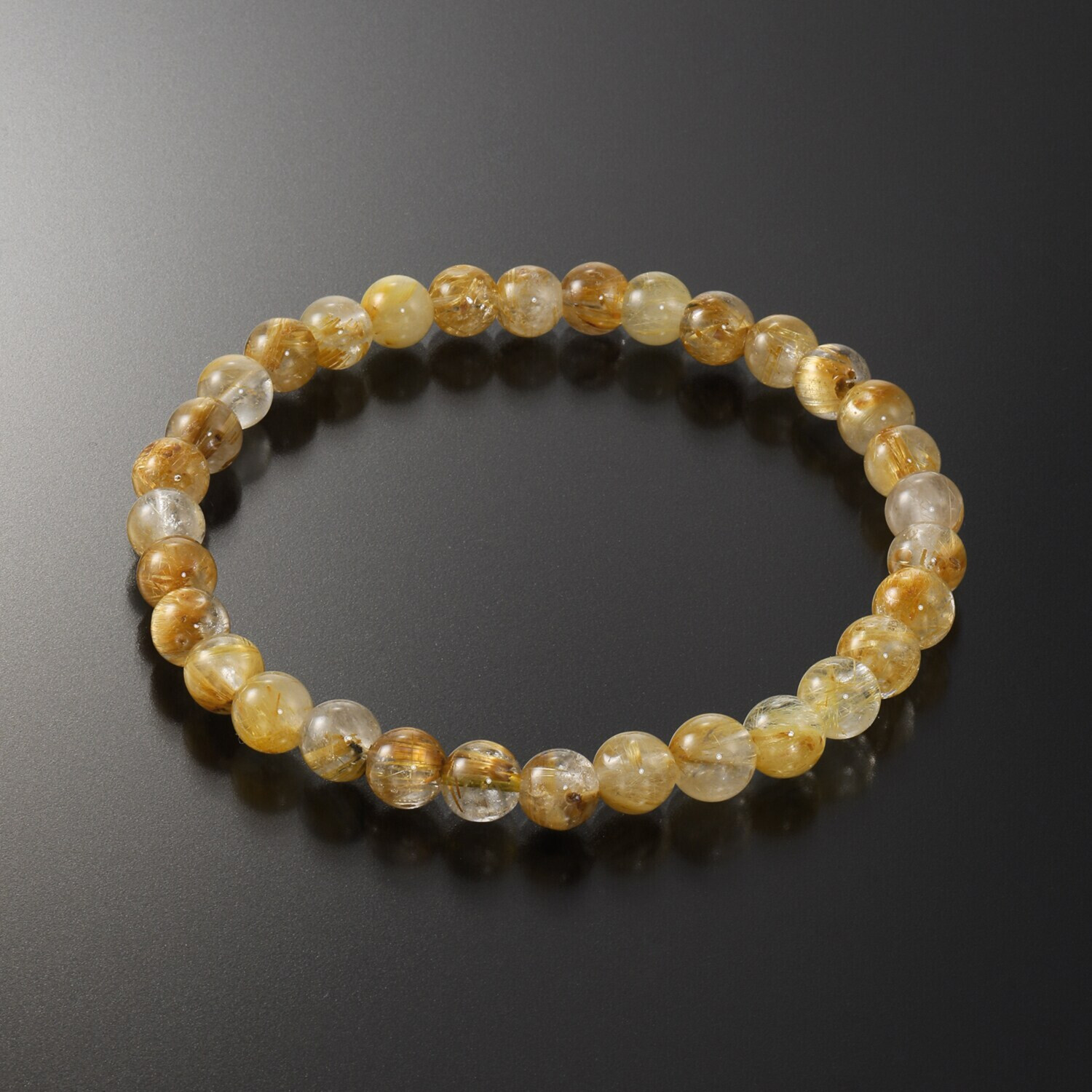 石友蔵出しコレクション ルチルクォーツ ラウンドビーズ イラスティック ブレスレット
