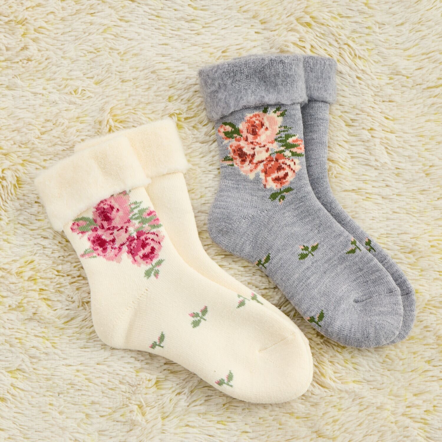 ローラ　アシュレイ クチュールローズ柄 ルームソックス２足組