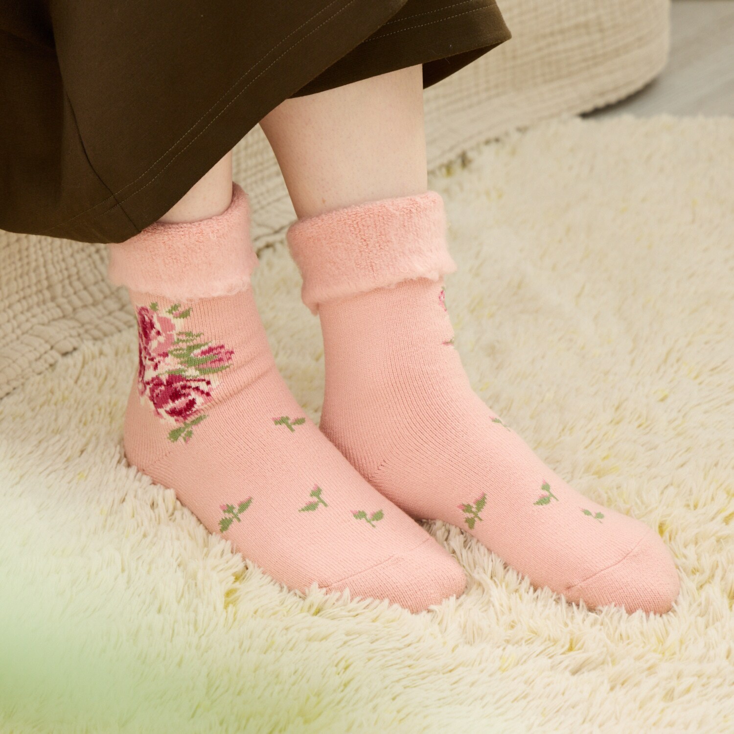 ローラ　アシュレイ クチュールローズ柄 ルームソックス２足組