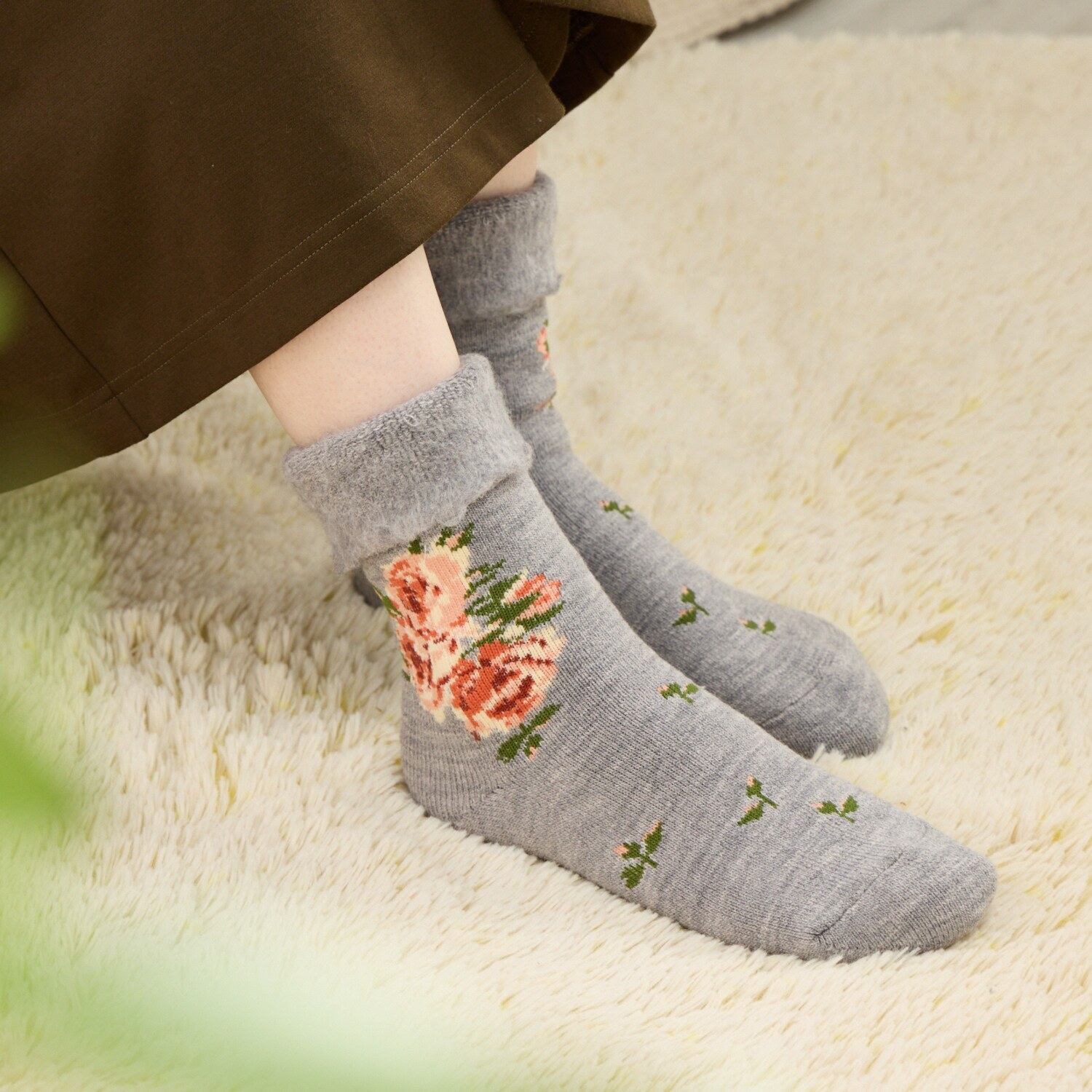 ローラ　アシュレイ クチュールローズ柄 ルームソックス２足組