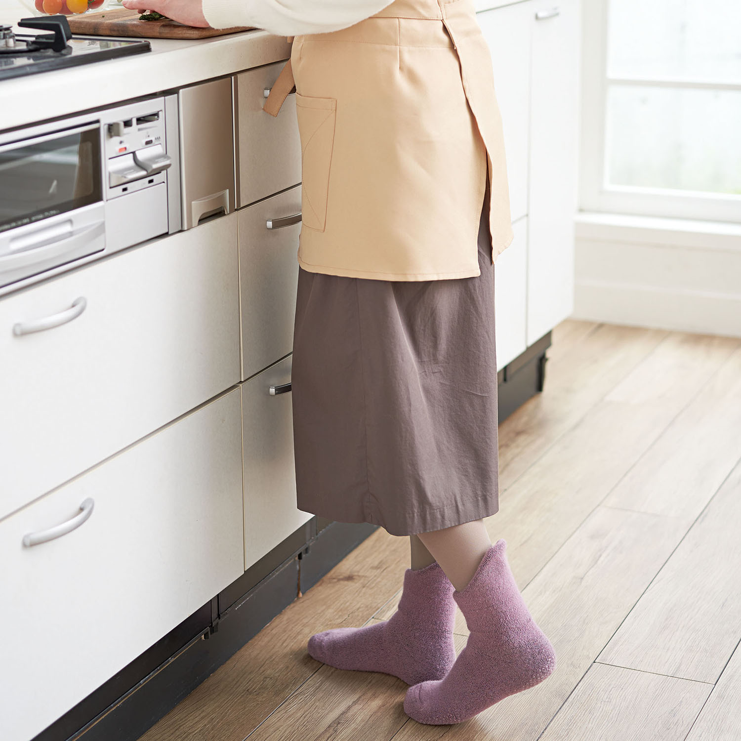 特許構造＆極厚あったか 老舗靴下メーカーの 日本製 備長炭ホームソックス ＜足首ロング＞