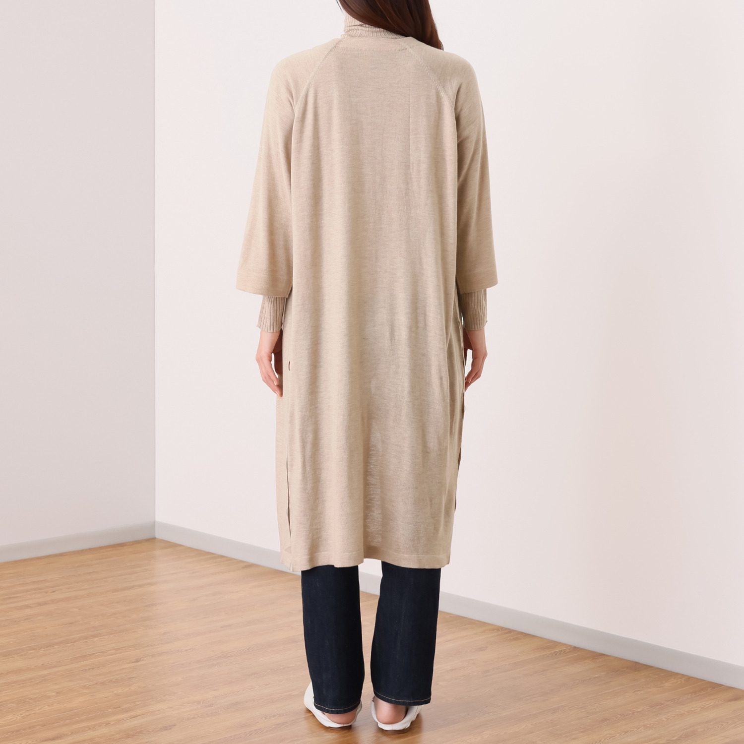 リラクラッシー しっとり柔らかな肌触り ６種の複合糸素材 ロングカーディガン＆ ハイネックニット