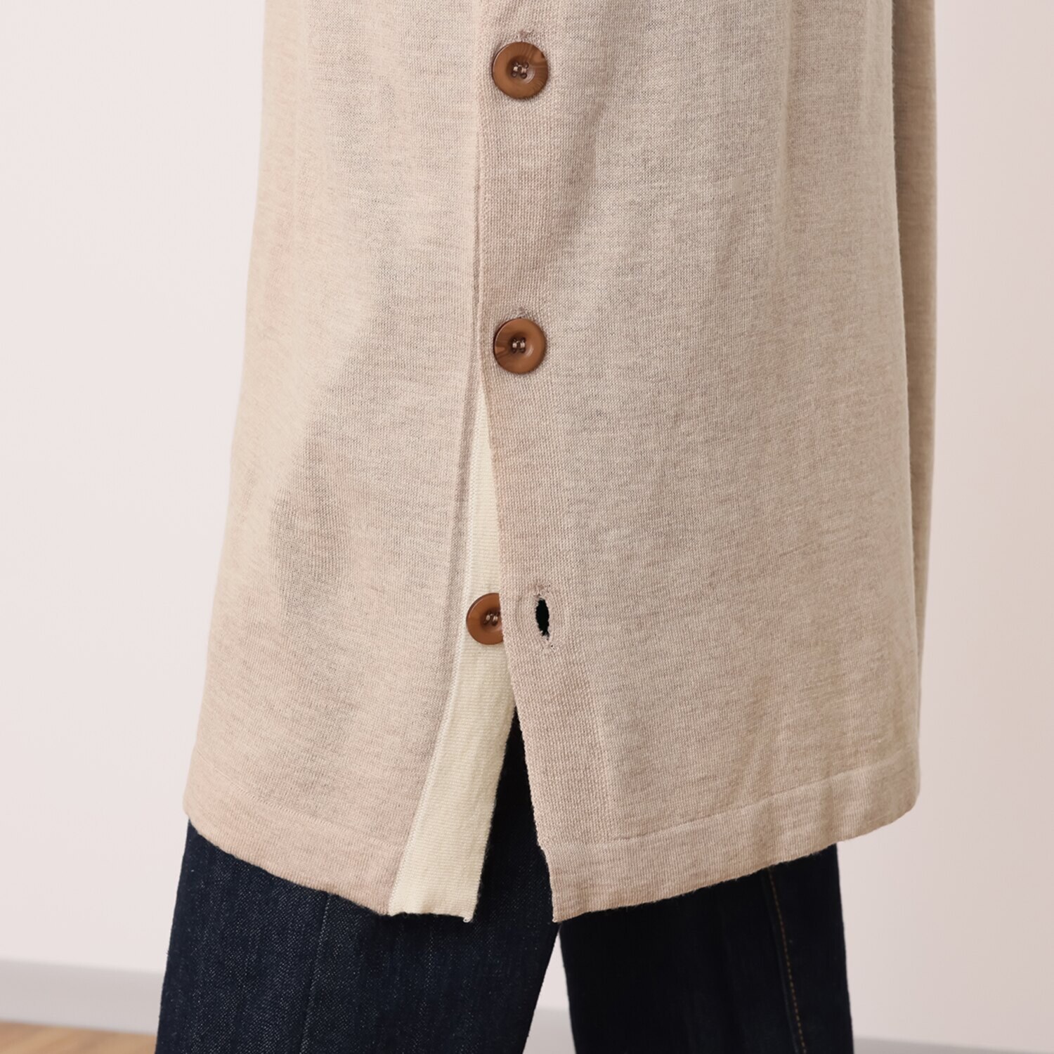 リラクラッシー しっとり柔らかな肌触り ６種の複合糸素材 ロングカーディガン＆ ハイネックニット