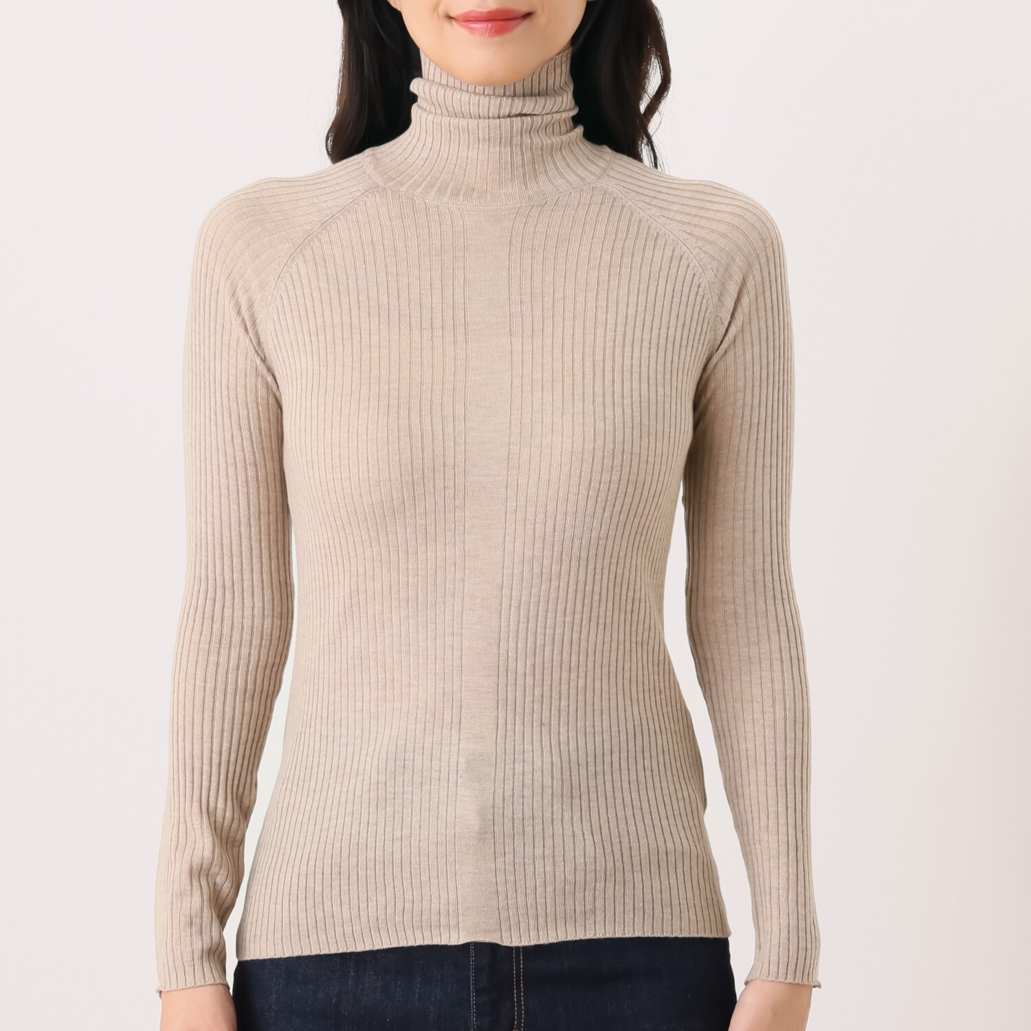 リラクラッシー しっとり柔らかな肌触り ６種の複合糸素材 ロングカーディガン＆ ハイネックニット