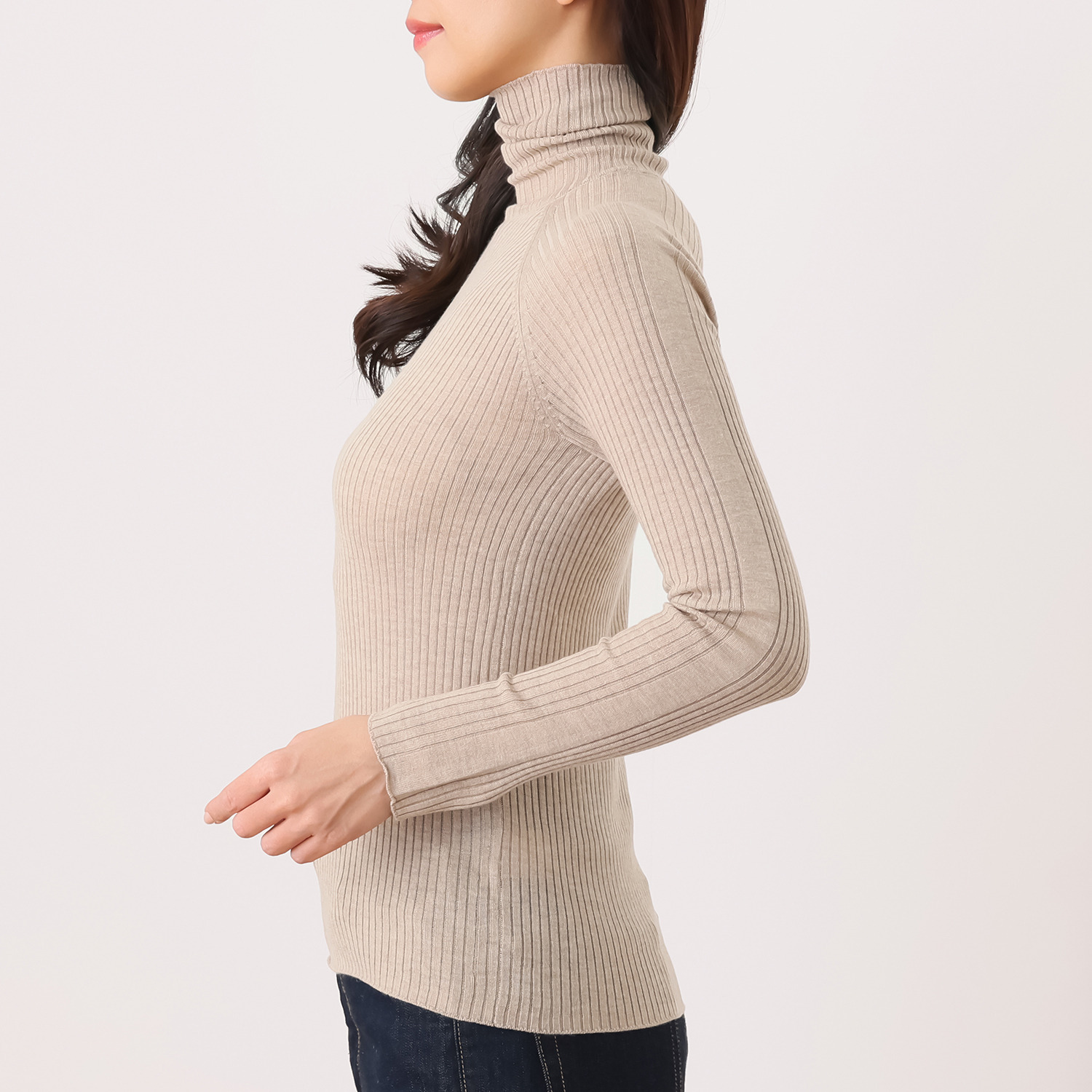 リラクラッシー しっとり柔らかな肌触り ６種の複合糸素材 ロングカーディガン＆ ハイネックニット