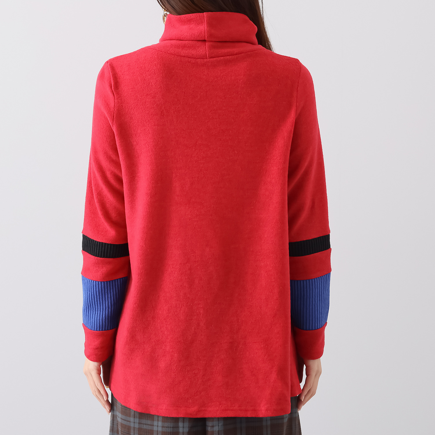 ボン・サンス 配色スリーブ オフタートル チュニック