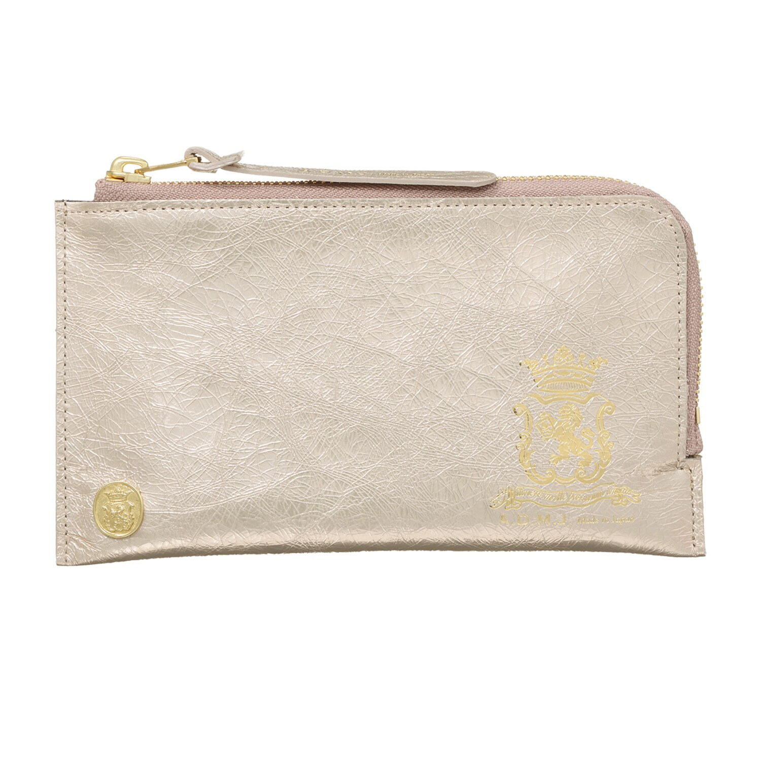 エーディーエムジェイ イタリアンレザー クラックメタル オーガナイザーパース