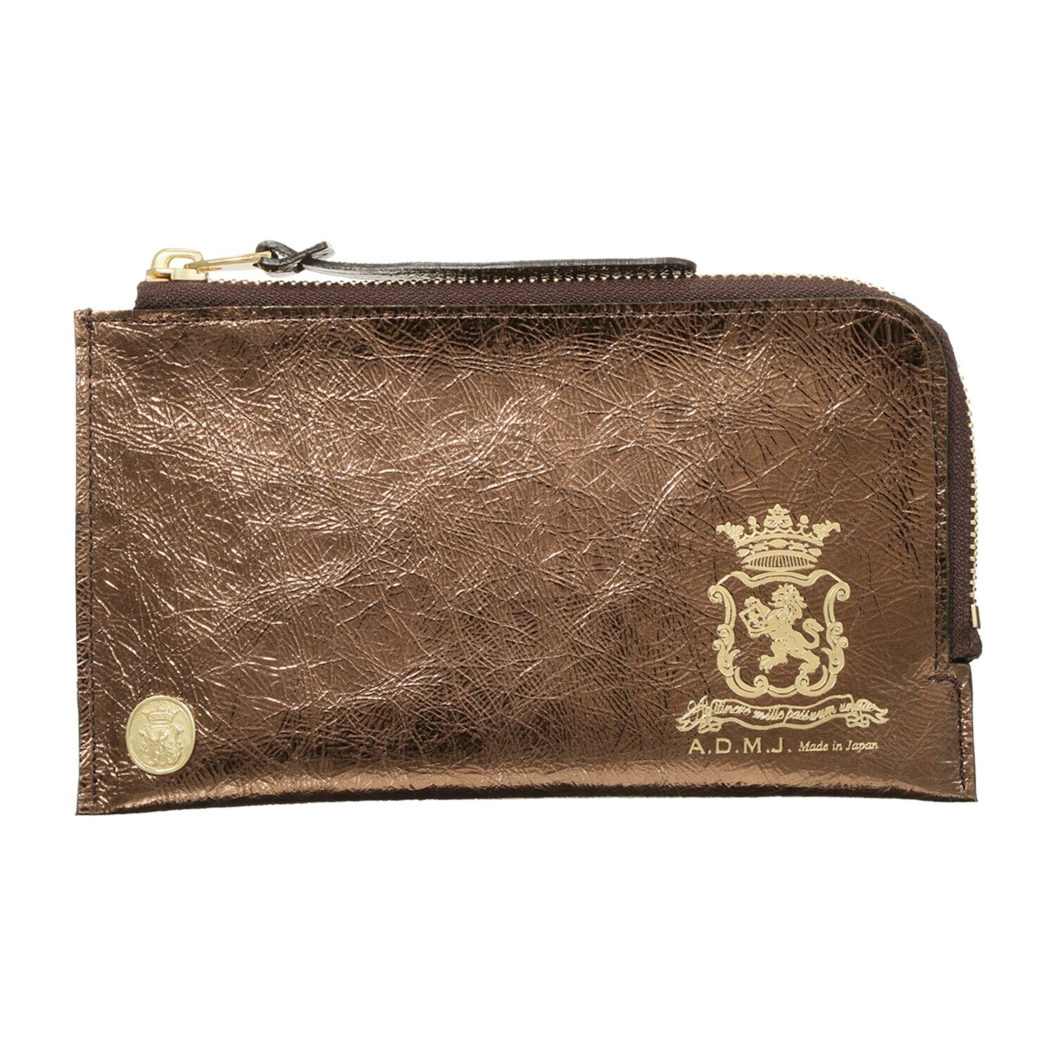 エーディーエムジェイ イタリアンレザー クラックメタル オーガナイザーパース