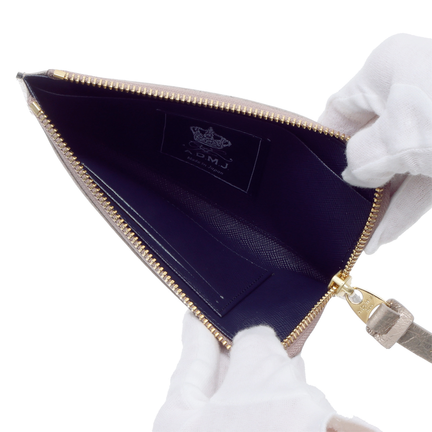 エーディーエムジェイ イタリアンレザー クラックメタル オーガナイザーパース