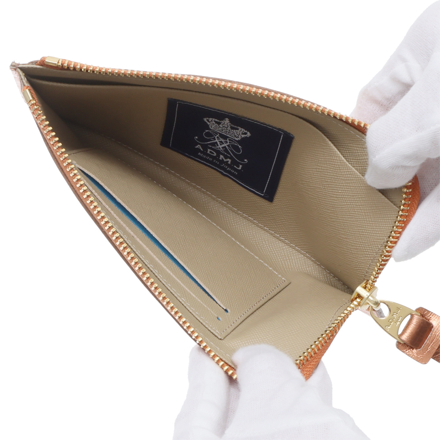 エーディーエムジェイ イタリアンレザー クラックメタル オーガナイザーパース