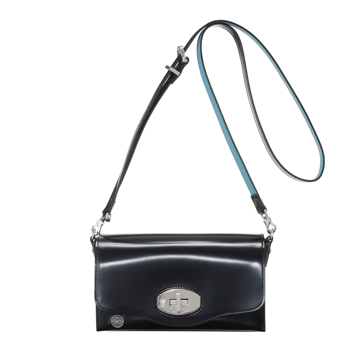 エーディーエムジェイ イタリアンレザー ターンロック ショルダーバッグ