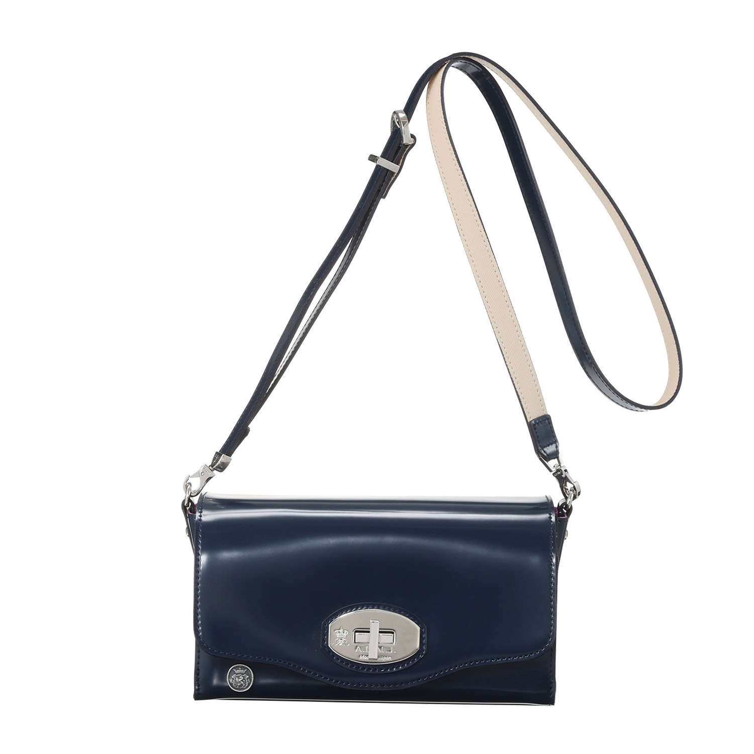 エーディーエムジェイ イタリアンレザー ターンロック ショルダーバッグ