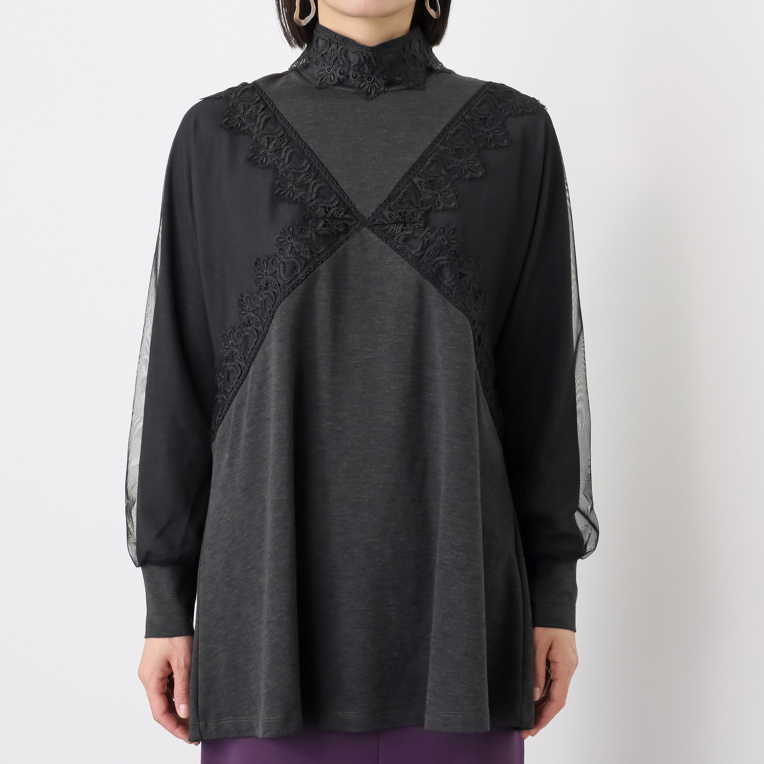 キョウコ　ヒガ チュールレース ミックス チュニックプルオーバー