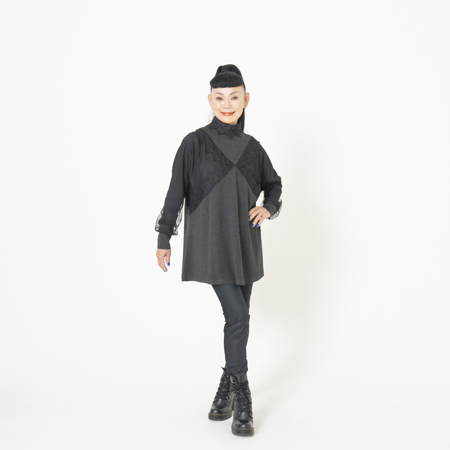 キョウコ　ヒガ チュールレース ミックス チュニックプルオーバー