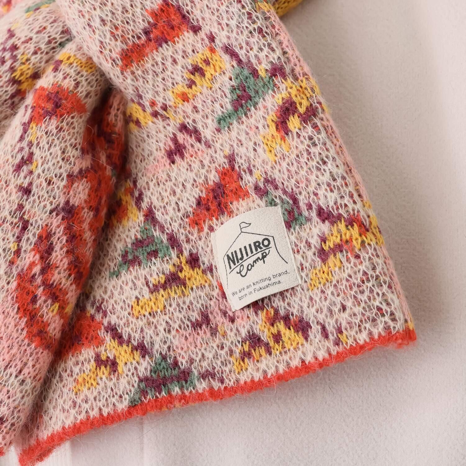 ニジイロキャンプ 日本製 ふんわり加工 ウール混 ショートマフラー