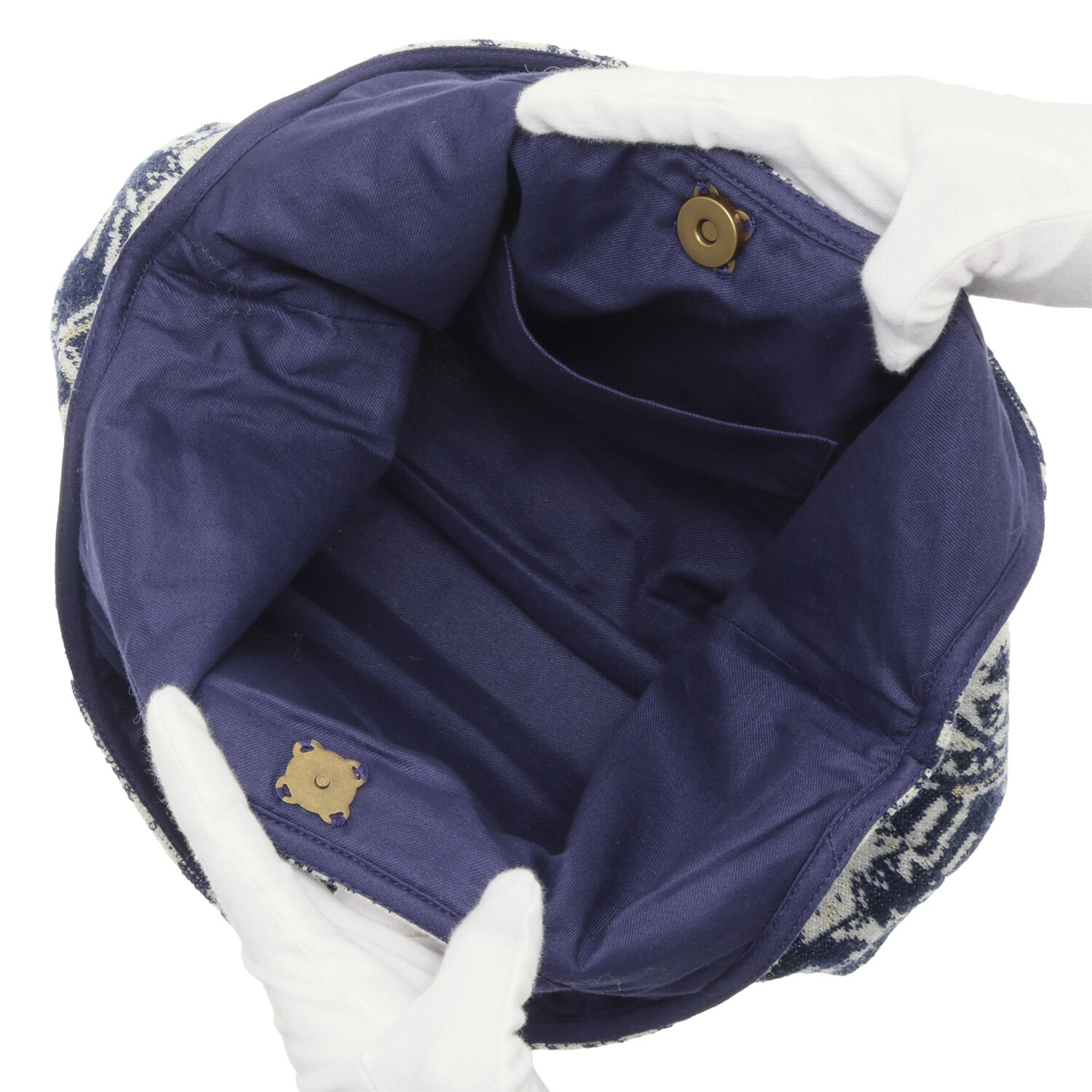 ニジイロキャンプ 日本製 ジャガード編 １２ゲージ 多色使いニットバッグ ＜ポーチ付＞