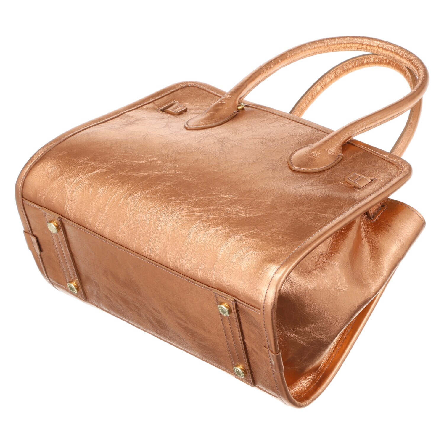 エーディーエムジェイ イタリアンレザー クラックメタル 前金具アクセント トートバッグ＜Ｍ＞