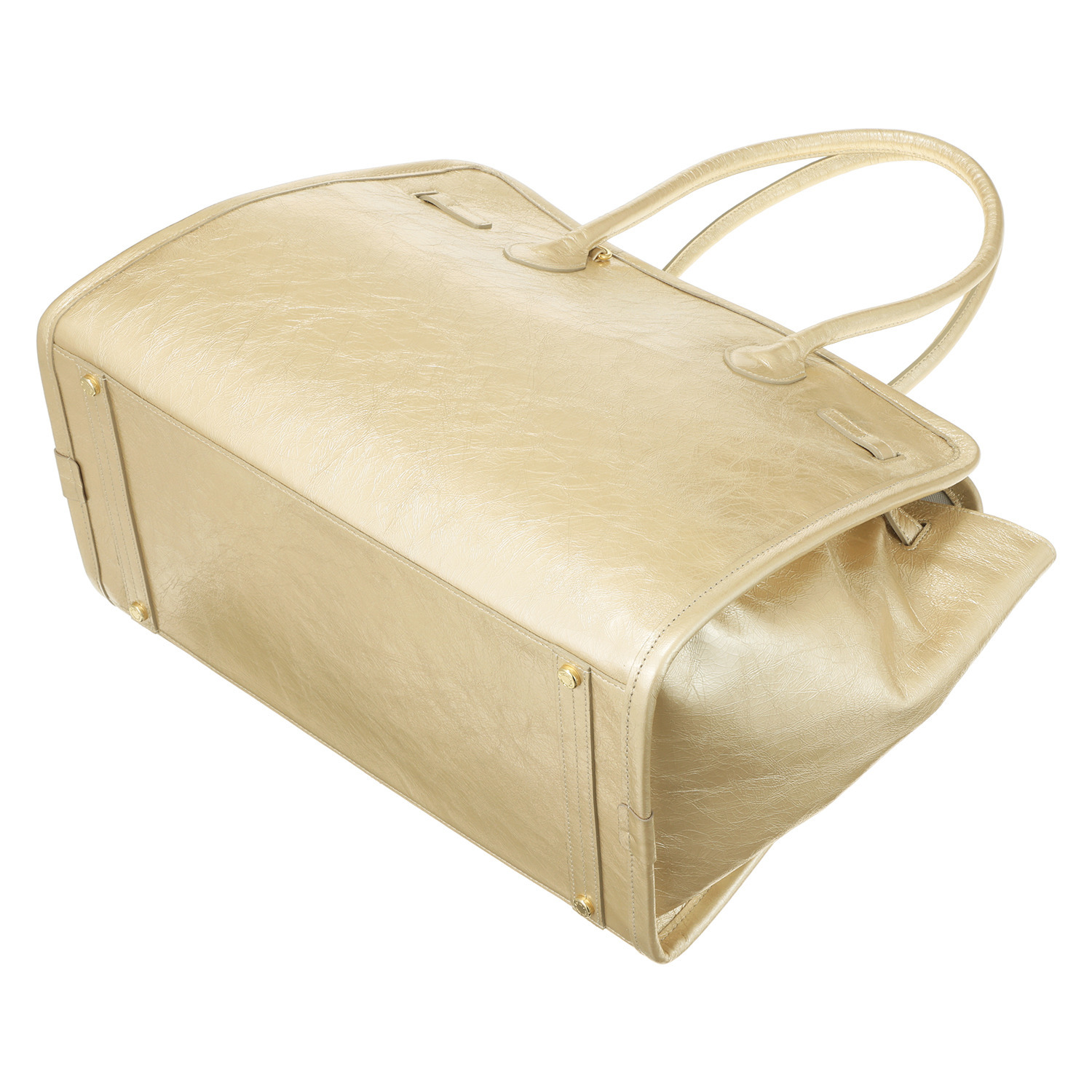 エーディーエムジェイ イタリアンレザー クラックメタル 前金具アクセント トートバッグ＜Ｌ＞