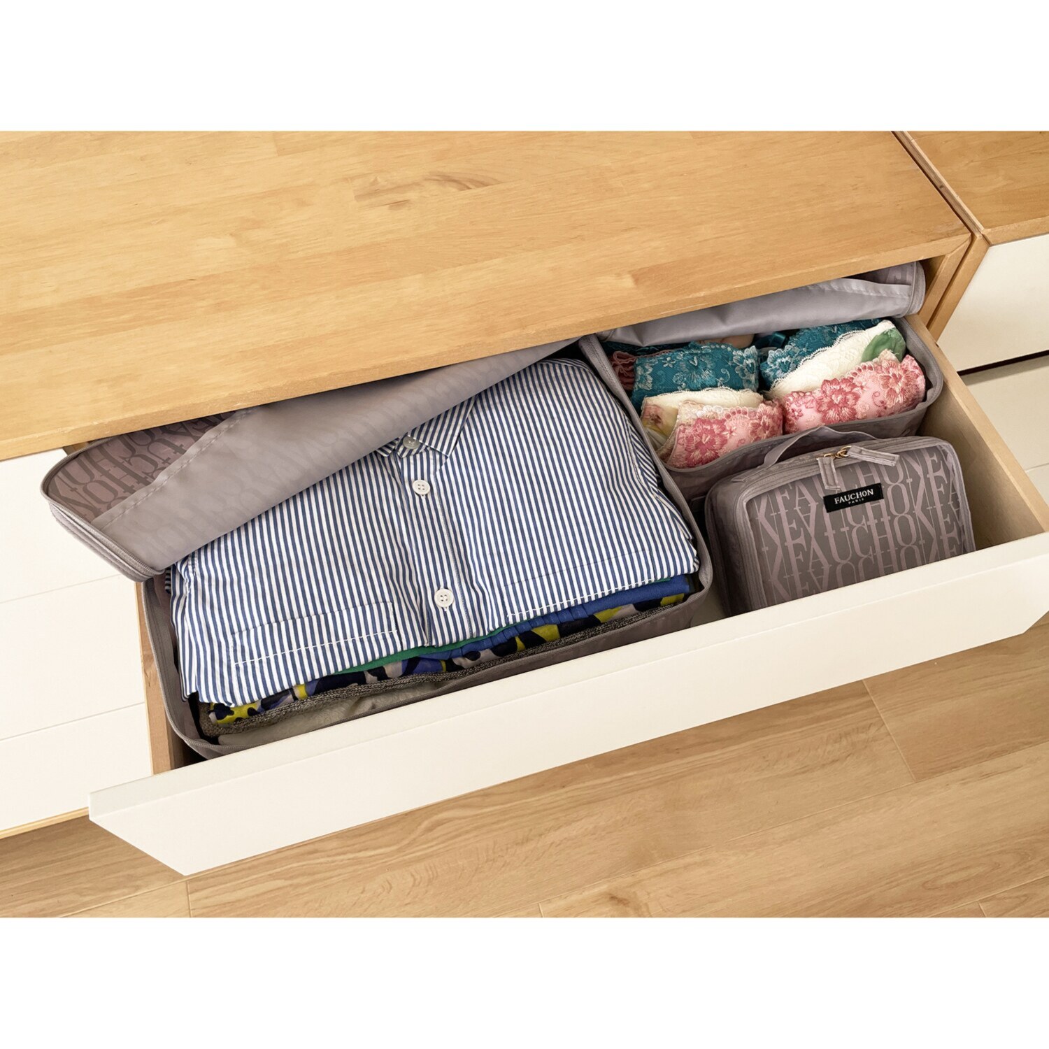 フォション ジャガード織 収納ポーチ 大・中・小セット