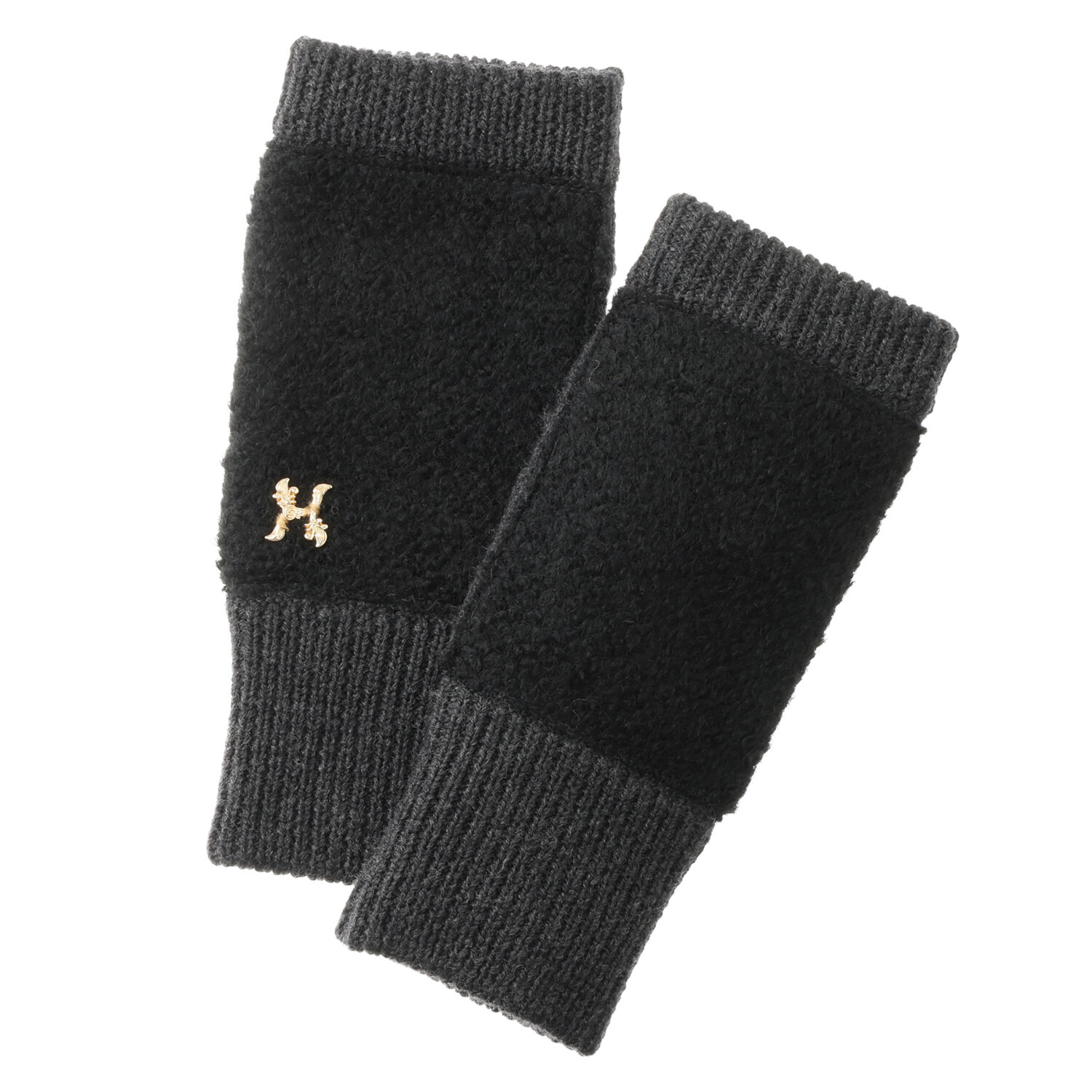 ヘ・エラ おしゃれであったか ウール切替 フィンガーレス ニットグローブ