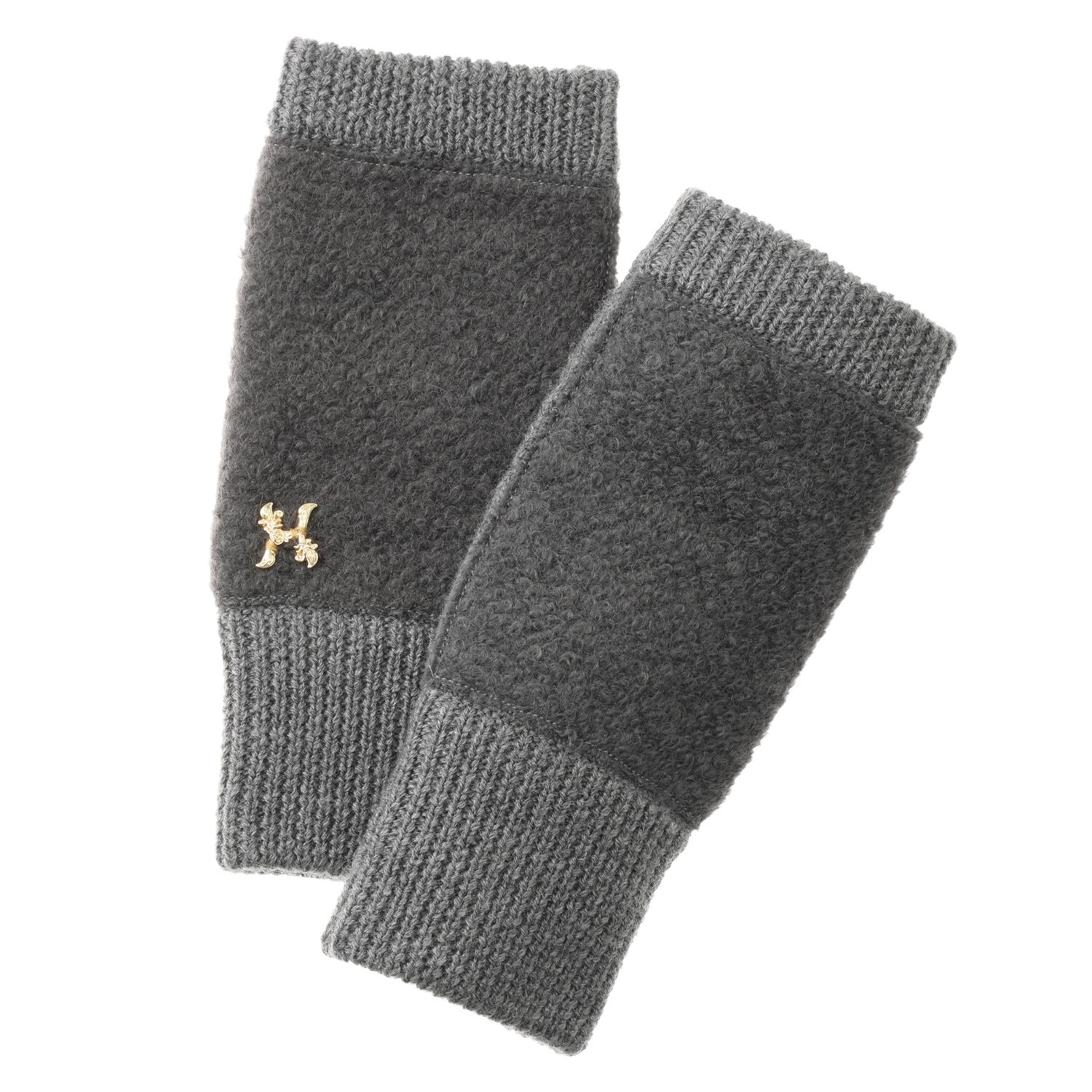 ヘ・エラ おしゃれであったか ウール切替 フィンガーレス ニットグローブ