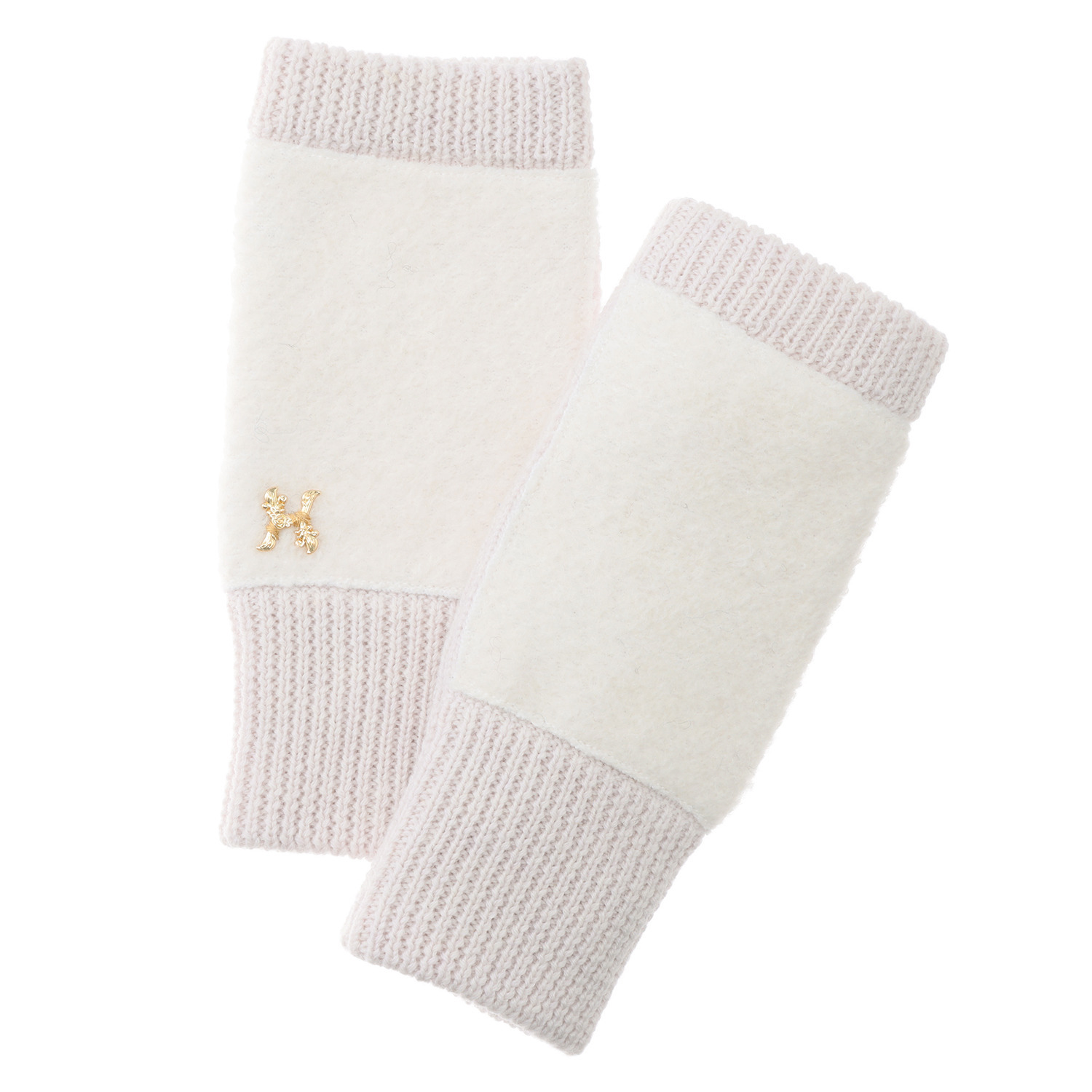 ヘ・エラ おしゃれであったか ウール切替 フィンガーレス ニットグローブ