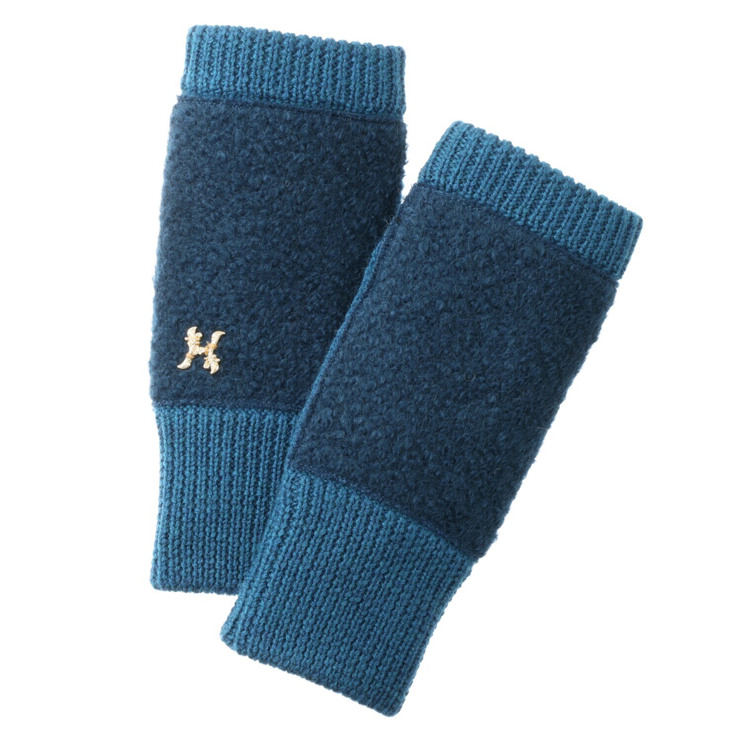 ヘ・エラ おしゃれであったか ウール切替 フィンガーレス ニットグローブ